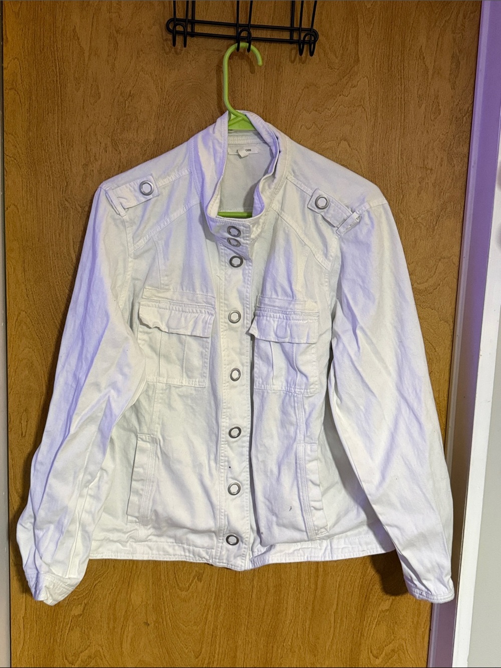 Maurices White Military-Style Button Front Utility Jacket